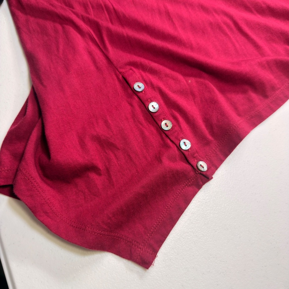 LOGO Lori Goldstein Sharkbite Tunic Top Berry Red Side Button Pocket Large - Picture 5 of 9